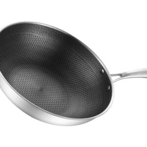 34cm (34cm No Lid And No Ears)Stainless Steel Wok Pan Double Sided Sg 34cm (34cm No Lid And No Ears)Stainless Steel Wok Pan Double Sided Sg