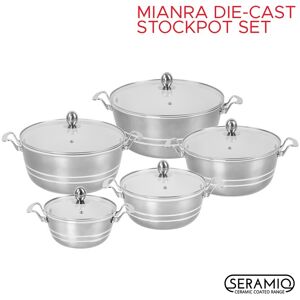 Sq Professional Mianra Seramiq Stockpot Set 5pc Quartz Silver-7202 Sq Professional Mianra Seramiq Stockpot Set 5pc Quartz Silver-7202