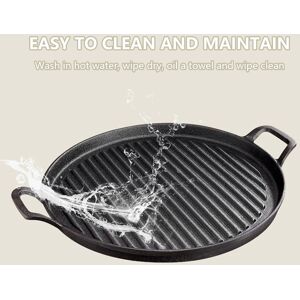 24cm Cast Iron Griddle Reversible Dual Handle Ribbed Round Cast Iron Frying Sg 24cm Cast Iron Griddle Reversible Dual Handle Ribbed Round Cast Iron Frying Sg