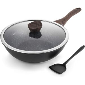 Kordisen Non Stick Induction Wok Pan, 30cm Deep Stir-Fry Pans With Lid, Stay Co Kordisen Non Stick Induction Wok Pan, 30cm Deep Stir-Fry Pans With Lid, Stay Co