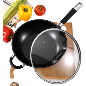 Stainless Steel Wok Pan With Glass Lid, Frying Pan With Glasslid Induction 30cm Stainless Steel Wok Pan With Glass Lid, Frying Pan With Glasslid Induction 30cm