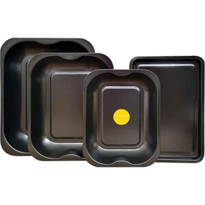 Kitcheneur 4-Pack Black Roasting And Baking Tray Set - Large Roaster (38cm), Medium Roaste Kitcheneur 4-Pack Black Roasting And Baking Tray Set - Large Roaster (38cm), Medium Roaste