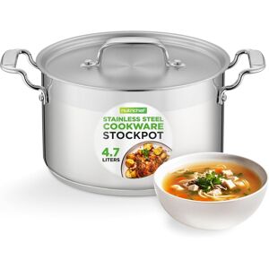 Nutrichef Stainless Steel Stockpot With Lid 4.7 Litre– Heavy Duty 18/8 Food G Nutrichef Stainless Steel Stockpot With Lid 4.7 Litre– Heavy Duty 18/8 Food G