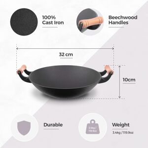 Silk Route Spice Company Wok Non-Stick Cast Iron 32cm By Silk Route Home Silk Route Spice Company Wok Non-Stick Cast Iron 32cm By Silk Route Home