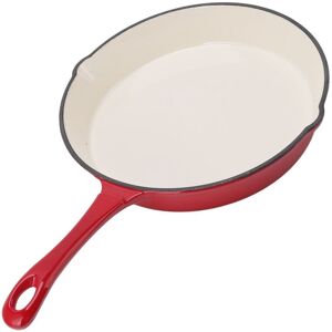 Enameled Cast Iron Skillet One Piece Long Handle Red 25cm Diameter Ergonomic Des Enameled Cast Iron Skillet One Piece Long Handle Red 25cm Diameter Ergonomic Des