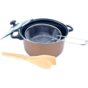 Almineez 5pc Non Stick Chip Pan Deep Fat Fryer Cooking Pot Frying Basket W Lid Set 24cm Almineez 5pc Non Stick Chip Pan Deep Fat Fryer Cooking Pot Frying Basket W Lid Set 24cm