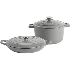 Argon Tableware 2 Piece Cast Iron Casserole Dish Set Enameled Hob Oven 2 Sizes Slate Grey Argon Tableware 2 Piece Cast Iron Casserole Dish Set Enameled Hob Oven 2 Sizes Slate Grey