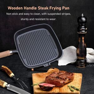 Cast Iron Skillet With Wooden Handle Square Uncoated Nonstick Cast Iron Grill Cast Iron Skillet With Wooden Handle Square Uncoated Nonstick Cast Iron Grill