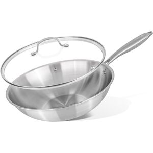 Nuovva Stainless Steel Wok Non Stick  Induction Deep Stir Fry Pan  28cm F Nuovva Stainless Steel Wok Non Stick  Induction Deep Stir Fry Pan  28cm F