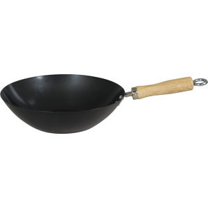 Dexam 12108411 Non Stick Carbon Steel Wok With Wood Handle 27cm/10.5 -Inch, Black (Non Dexam 12108411 Non Stick Carbon Steel Wok With Wood Handle 27cm/10.5 -Inch, Black (Non