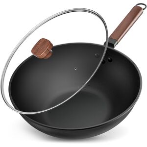 jobin Jobin 33cm/5.6l Non Stick Wok With Lid Carbon Steel Frying Pan No Chemical Coat jobin Jobin 33cm/5.6l Non Stick Wok With Lid Carbon Steel Frying Pan No Chemical Coat