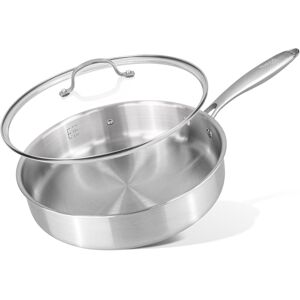 Nuovva Stainless Steel Saute Pan With Glass Lid – Induction Hob Non Stick Sau Nuovva Stainless Steel Saute Pan With Glass Lid – Induction Hob Non Stick Sau
