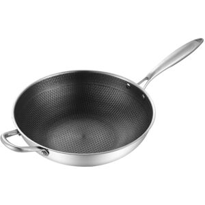 .›stainless Steel Wok Pan Double Sided 3 Layer Prevent Sticking Easy C .›stainless Steel Wok Pan Double Sided 3 Layer Prevent Sticking Easy C