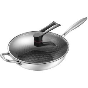 Stainless Steel Wok Pan Double Sided Honeycomb 3 Layer Prevent Sticking Easy Cle Stainless Steel Wok Pan Double Sided Honeycomb 3 Layer Prevent Sticking Easy Cle