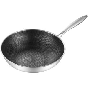 Stainless Steel Wok Pan Double Sided Honeycomb 3 Layer Prevent Sticking Easy Cle Stainless Steel Wok Pan Double Sided Honeycomb 3 Layer Prevent Sticking Easy Cle