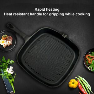 Grill Pan Nonstick Design Heat Resistant Handle Fast Heat Conduction Iron Stripe Grill Pan Nonstick Design Heat Resistant Handle Fast Heat Conduction Iron Stripe