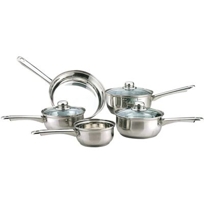 Sabichi 5 Piece Essential Saucepan Set 14/16/18/20 & 24cm Frypan Sabichi 5 Piece Essential Saucepan Set 14/16/18/20 & 24cm Frypan