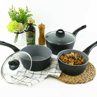 URBN-CHEF - 3Pcs Aluminium Induction - Saucepan Set - Milk Pan - Cookware URBN-CHEF - 3Pcs Aluminium Induction - Saucepan Set - Milk Pan - Cookware