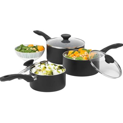 Set Of 3 Marble Saucepan Set Progress Go Healthy Pressed Aluminium Cookware Set Of 3 Marble Saucepan Set Progress Go Healthy Pressed Aluminium Cookware
