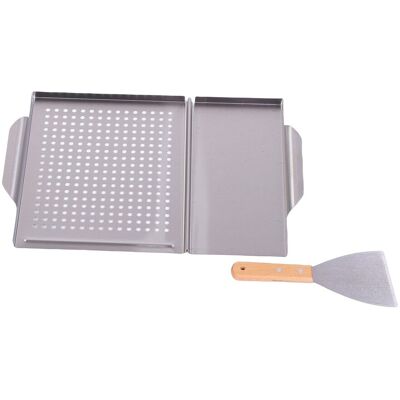 Bbq Grill Pan With Handles Holes Stainless Steel Griddle For Gas Charcoal Gr New Bbq Grill Pan With Handles Holes Stainless Steel Griddle For Gas Charcoal Gr New