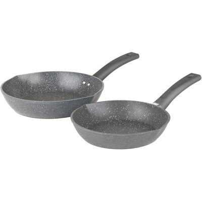 Salter 2 Piece Fry Pan Set 20/24 Cm Easy Pour Marble Non-Stick For All Hobbs Salter 2 Piece Fry Pan Set 20/24 Cm Easy Pour Marble Non-Stick For All Hobbs