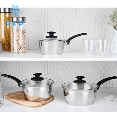 Tramontina Stainless Steel Saucepan Set, 3 Piece Tramontina Stainless Steel Saucepan Set, 3 Piece