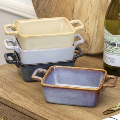 Darthome Set Of 4 Dark Reactive Glaze Mini Oven Dishes Ceramic Baking Table Rectangular Darthome Set Of 4 Dark Reactive Glaze Mini Oven Dishes Ceramic Baking Table Rectangular