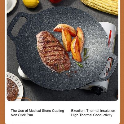 38cm Korean Style Round Grill Pan Aluminum Nonstick Stone Coating G Ou 38cm Korean Style Round Grill Pan Aluminum Nonstick Stone Coating G Ou