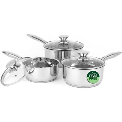 Russell Hobbs Classic Collection 3-Piece Saucepan Set, Stainless Steel, Silver Russell Hobbs Classic Collection 3-Piece Saucepan Set, Stainless Steel, Silver