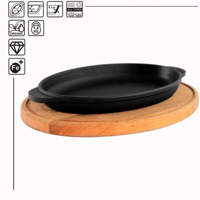 Horeca, Cast Iron Oval Frying Pan & Stand Brizoll 220x140x25 Mm Horeca, Cast Iron Oval Frying Pan & Stand Brizoll 220x140x25 Mm