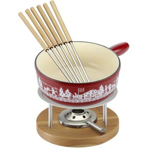 Kuhn Rikon Cheese Fondue Set Induction Cast Iron Red Alpine Meadow 24cm Kuhn Rikon Cheese Fondue Set Induction Cast Iron Red Alpine Meadow 24cm
