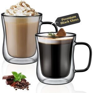 Ecooe 2x350ml Unique Black Double Walled Coffee Glasses Mugs Cappuccino Latte M Ecooe 2x350ml Unique Black Double Walled Coffee Glasses Mugs Cappuccino Latte M