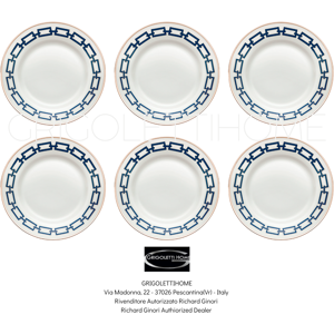 Catene Blue Sapphire - Richard Ginori - Set 6 Dinner Plates Ø Cm 28 / Inch 11.02 Catene Blue Sapphire - Richard Ginori - Set 6 Dinner Plates Ø Cm 28 / Inch 11.02