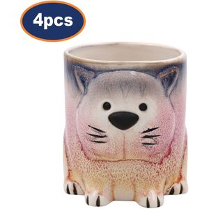 Lesser & Pavey Cat Mug 4pcs Reactive Glazed Faithful Friends Ceramic Coffee Cup 350ml Gradient Lesser & Pavey Cat Mug 4pcs Reactive Glazed Faithful Friends Ceramic Coffee Cup 350ml Gradient