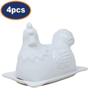 Apollo Butter Dish Hen Design Novelty Porcelain White Storage Container Kitchen 4pcs Apollo Butter Dish Hen Design Novelty Porcelain White Storage Container Kitchen 4pcs