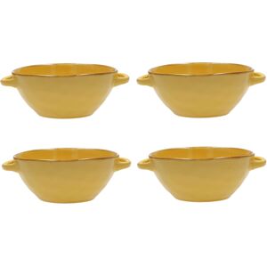 Set Of 4 Rose And Tulipani Concerto Soup Bowl With Handles - 600ml - Ochre/yello Set Of 4 Rose And Tulipani Concerto Soup Bowl With Handles - 600ml - Ochre/yello