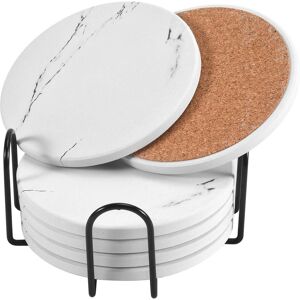 2x(Coasters For Drinks, Ceramic Stone Coaster Set With Metal Holder Stand,7359 2x(Coasters For Drinks, Ceramic Stone Coaster Set With Metal Holder Stand,7359