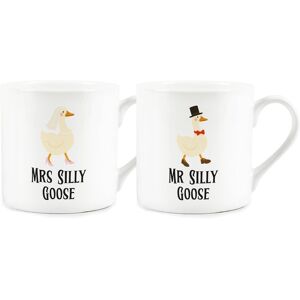Purely Home Mr & Mrs Silly Goose Mugs Set - Set Of 2 Bone China Drinks Cups Wedding Gifts Purely Home Mr & Mrs Silly Goose Mugs Set - Set Of 2 Bone China Drinks Cups Wedding Gifts