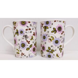 Rainbow Decors Ltd Paradise Mugs Set 6 Windsor Fine China 300ml 10oz Daisy Seamless Floral & Silver Rainbow Decors Ltd Paradise Mugs Set 6 Windsor Fine China 300ml 10oz Daisy Seamless Floral & Silver