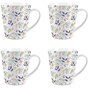 Purely Home Dainty Daisy Latte Mugs - Yellow & Purple Flower Coffee Cup Gift - Set Of 4 Purely Home Dainty Daisy Latte Mugs - Yellow & Purple Flower Coffee Cup Gift - Set Of 4