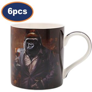 Lesser & Pavey Coffee Mug Ceramic Cup 350ml Wine Kong-Oisseur Novelty 6pcs Animal Design Gift Lesser & Pavey Coffee Mug Ceramic Cup 350ml Wine Kong-Oisseur Novelty 6pcs Animal Design Gift