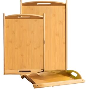 Cheffinger Natural Bamboo Meal Trays Set - Stackable Serving Platters Cheffinger Natural Bamboo Meal Trays Set - Stackable Serving Platters