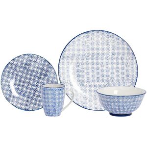 Nicola Spring 24 Piece Hand-Printed Dinner Set Porcelain Crockery Plates Bowls Mugs Navy Nicola Spring 24 Piece Hand-Printed Dinner Set Porcelain Crockery Plates Bowls Mugs Navy