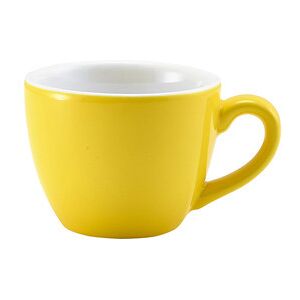 Genware Porcelain Yellow Bowl Shaped Cup For Hotels Cafes 9cl/ 3oz Pack Of 6 Genware Porcelain Yellow Bowl Shaped Cup For Hotels Cafes 9cl/ 3oz Pack Of 6