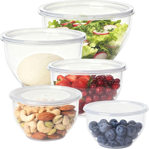 Greentainer Plastic Mixing Bowls Set With Lids, Nesting Bowls For Prepping, Serving, Cooking Greentainer Plastic Mixing Bowls Set With Lids, Nesting Bowls For Prepping, Serving, Cooking