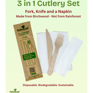 Palmleaf 3 In 1 Disposable Wooden Cutlery Set Ecofriendly: Box Of 500 Palmleaf 3 In 1 Disposable Wooden Cutlery Set Ecofriendly: Box Of 500