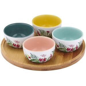 Ladelle 4 Bowl Serving Set - Tierra Series - Stoneware/bamboo Serving Tray Ladelle 4 Bowl Serving Set - Tierra Series - Stoneware/bamboo Serving Tray