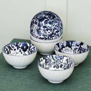 Darthome Set Of 6 Blue & White Floral Cereal Bowls Fine China Round Soup Dessert Dishes Darthome Set Of 6 Blue & White Floral Cereal Bowls Fine China Round Soup Dessert Dishes