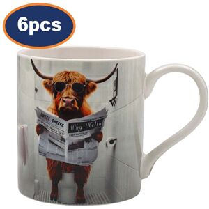 Lesser & Pavey Coffee Mug Ceramic Cup 350ml Highland Loo Novelty 6pcs Design Animal Print Gift Lesser & Pavey Coffee Mug Ceramic Cup 350ml Highland Loo Novelty 6pcs Design Animal Print Gift