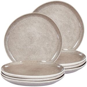 Beliani Set Of 8 Dinner Plates Costmary Stoneware Grey Beliani Set Of 8 Dinner Plates Costmary Stoneware Grey